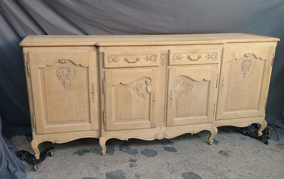 RAW OAK COUNTRY FRENCH SIDEBOARD WITH BRASS HARDWARE