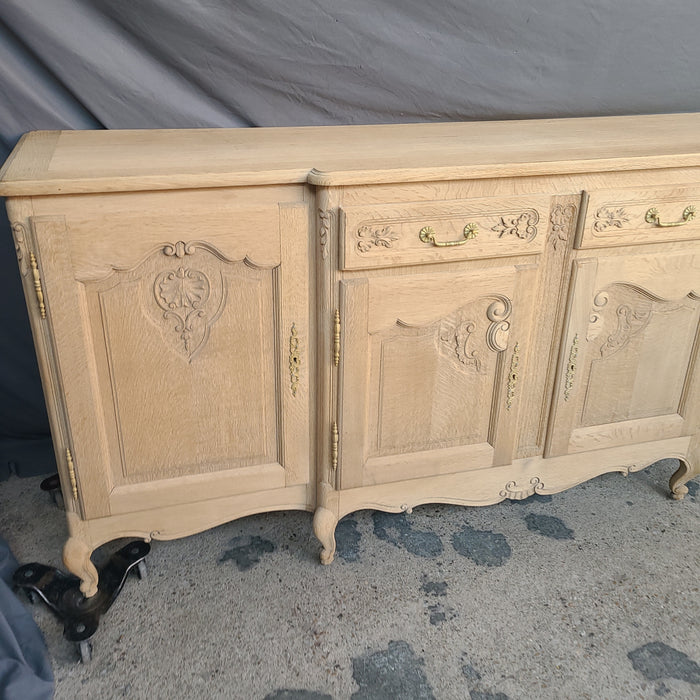 RAW OAK COUNTRY FRENCH SIDEBOARD WITH BRASS HARDWARE