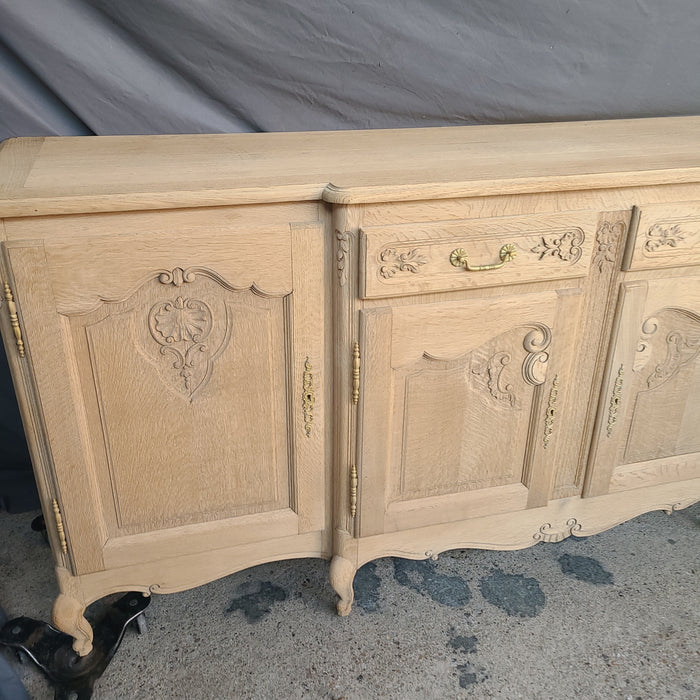 RAW OAK COUNTRY FRENCH SIDEBOARD WITH BRASS HARDWARE