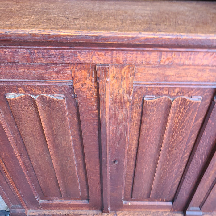 LARGE GOTHIC OAK BOOKCASE OR GUN CASE