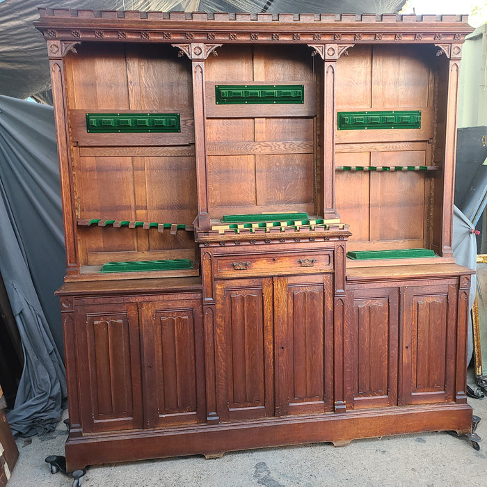 LARGE GOTHIC OAK BOOKCASE OR GUN CASE