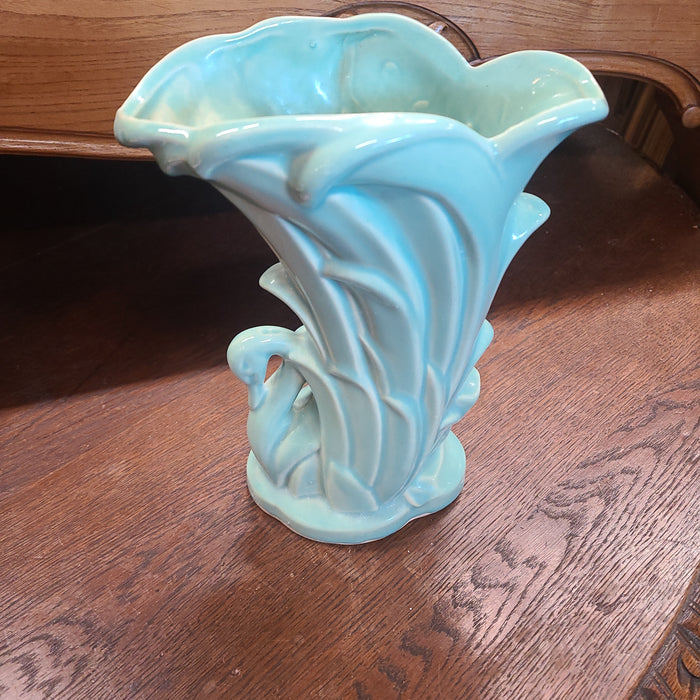 SEAFOAM GREEN SWAN MCCOY VASE