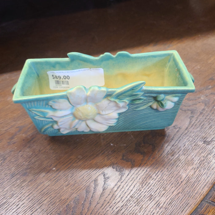SMALL ROSEVILLE RECTANGULAR PLANTER WITH DAISY