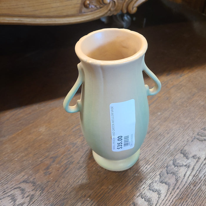 SMALL PEACHY AND GREEN WELLER VASE