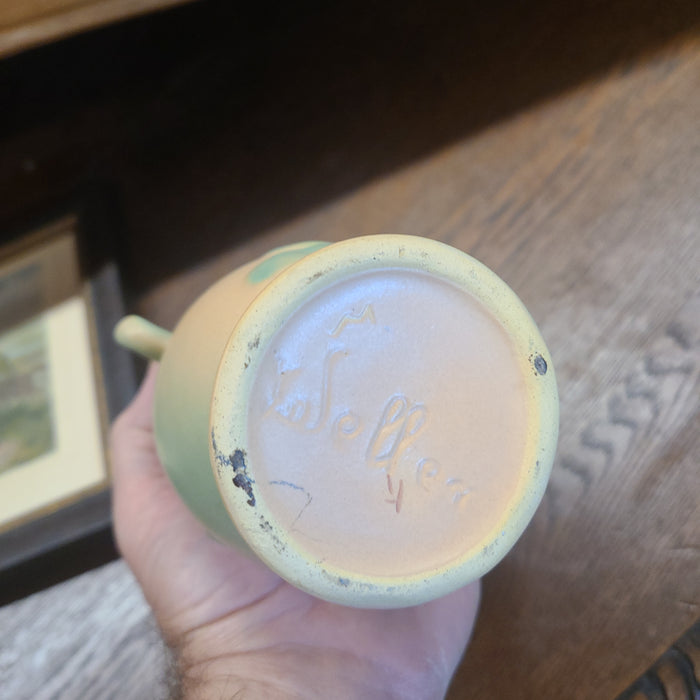 SMALL PEACHY AND GREEN WELLER VASE