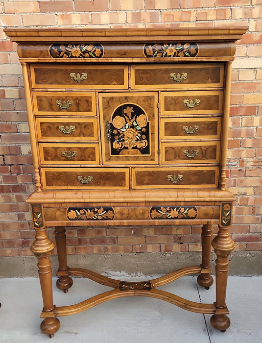 ITALIAN EARLY INLAID CHEST ON LEGS WITH OYSTER BURL AND EBONY