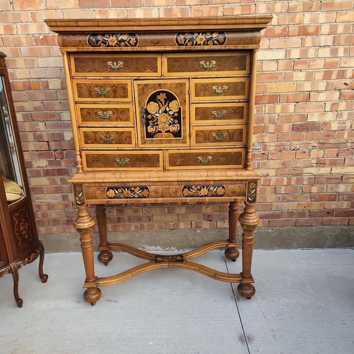 ITALIAN EARLY INLAID CHEST ON LEGS WITH OYSTER BURL AND EBONY