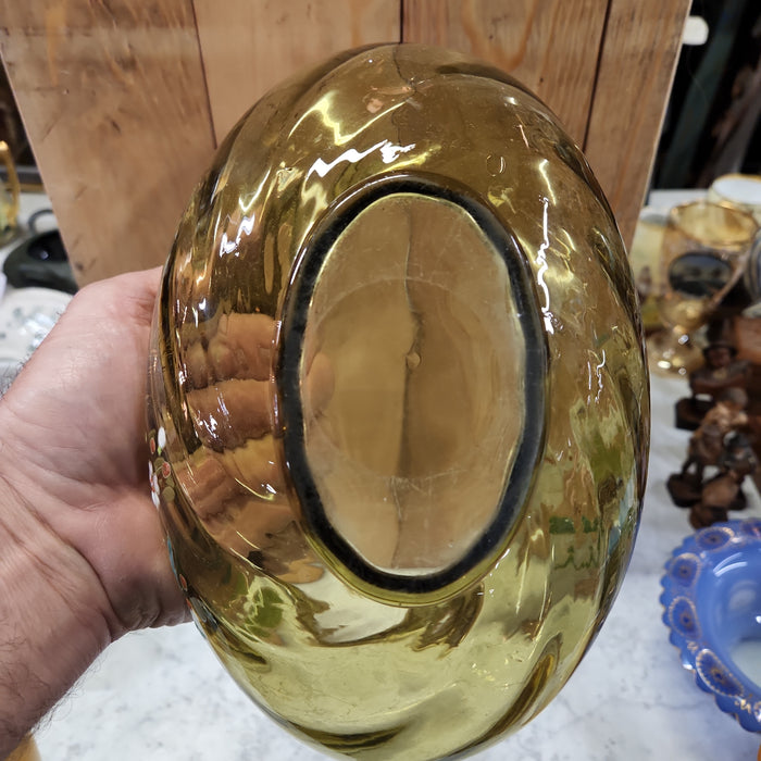 VICTORIAN ENAMEL GLASS OVAL CENTER BOWL