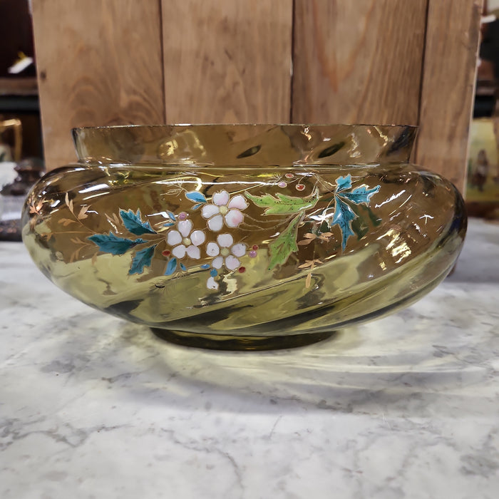 VICTORIAN ENAMEL GLASS OVAL CENTER BOWL