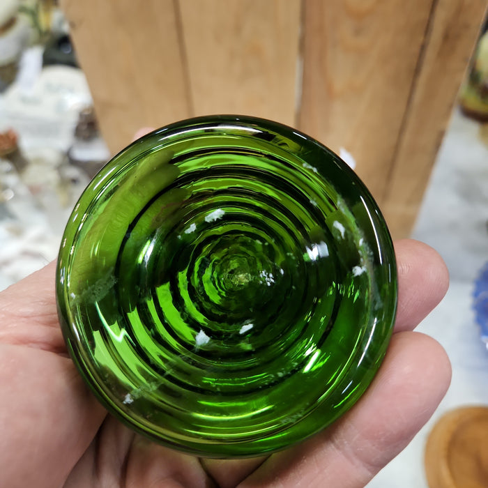 BOHEMIAN GREEN AND RUBY CUT TO CLEAR WINE GLASS