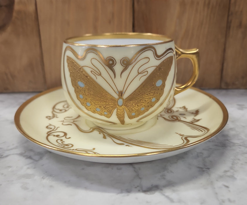 ART NOUVEAU WITH BUTTERFLY CUP AND SAUCER