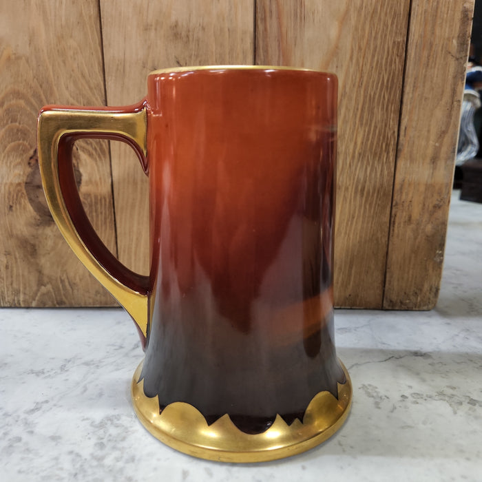LIMOGES FRANCE PICKARD TANKARD "HAPPY MONK WITH A CIGAR"