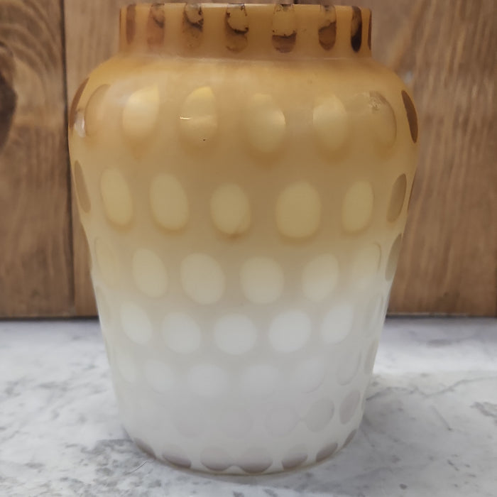 SATIN GLASS VASE WITH GOLD AND WHITE OVALS