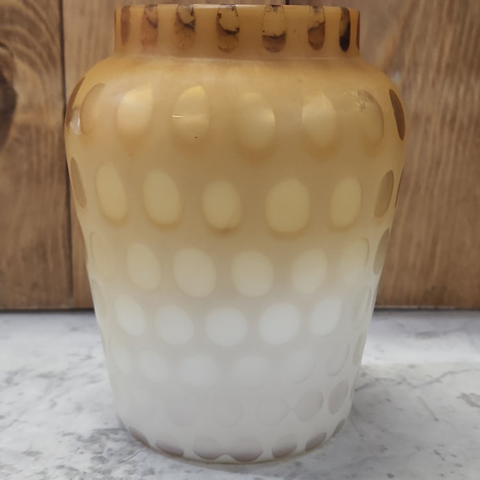 SATIN GLASS VASE WITH GOLD AND WHITE OVALS