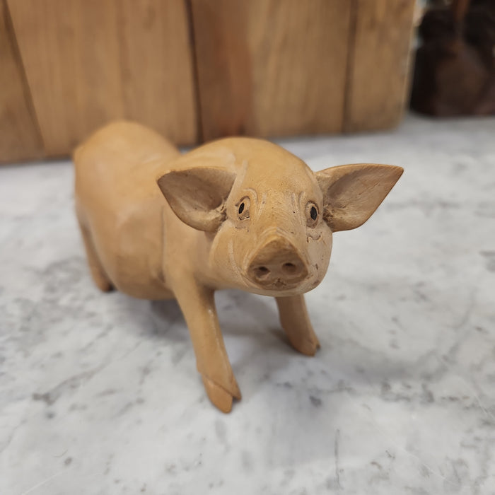CARVED WOOD PIG