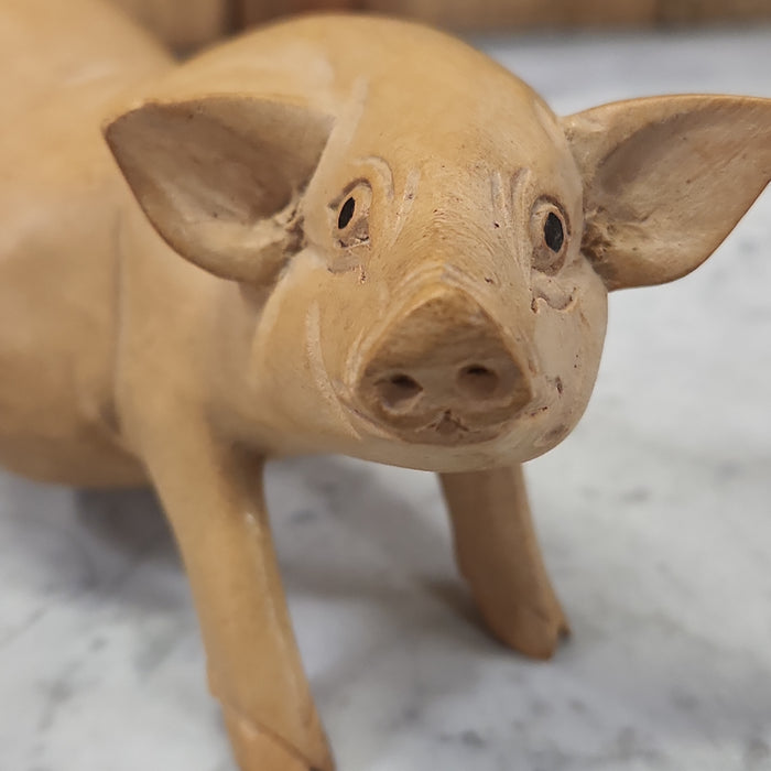CARVED WOOD PIG