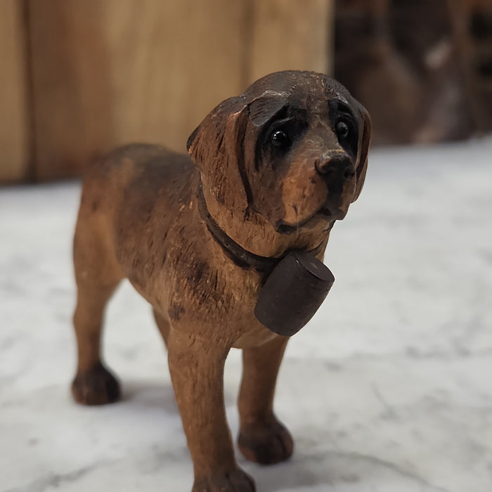 ST. BERNARD WITH GLASS EYES WOOD CARVING