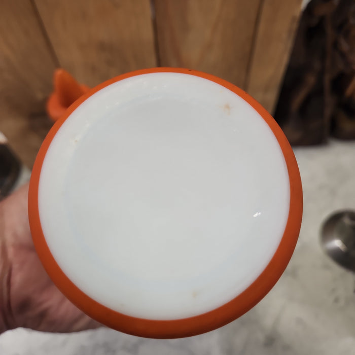 PAIR OF WHITE AND ORANGE PORCELAIN PERFUME BOTTLES