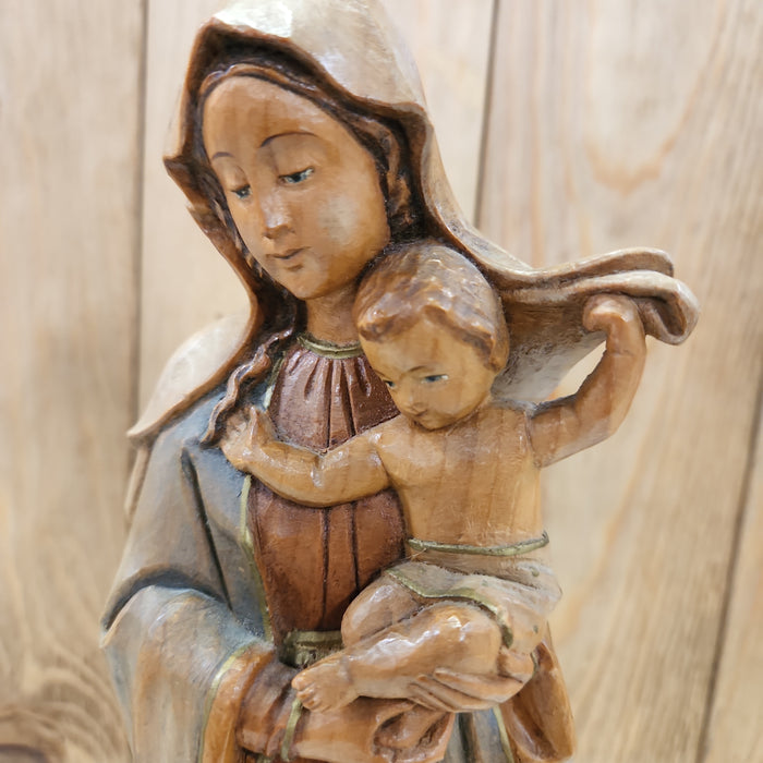 SWISS WOOD CARVING OF MADONNA AND CHILD