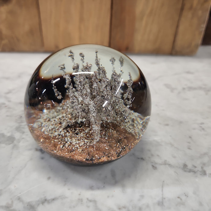 SILVER AND WHITE CORAL FORM PAPERWEIGHT