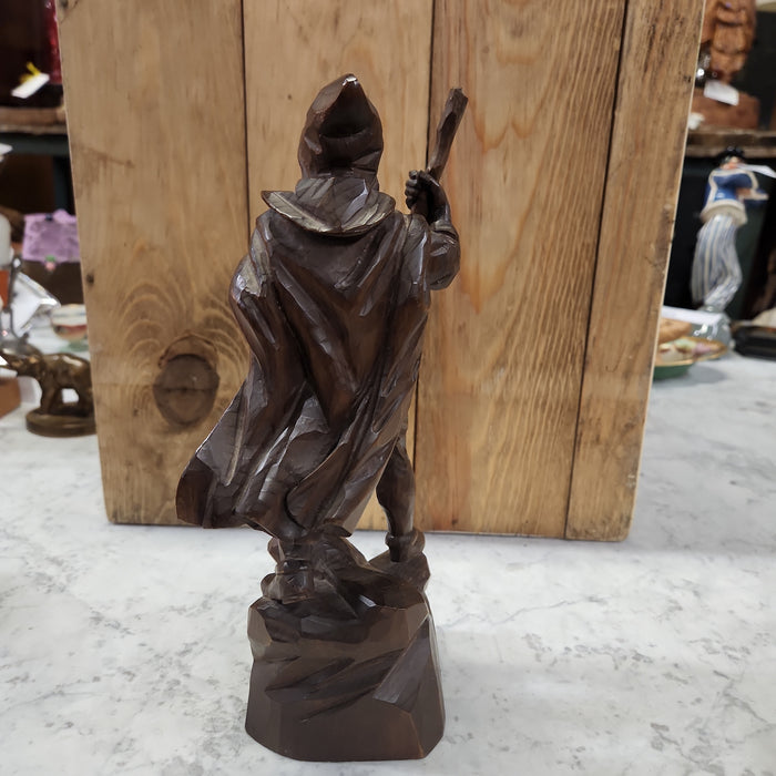 WOOD CARVING OF SOJOURNER WITH STAFF
