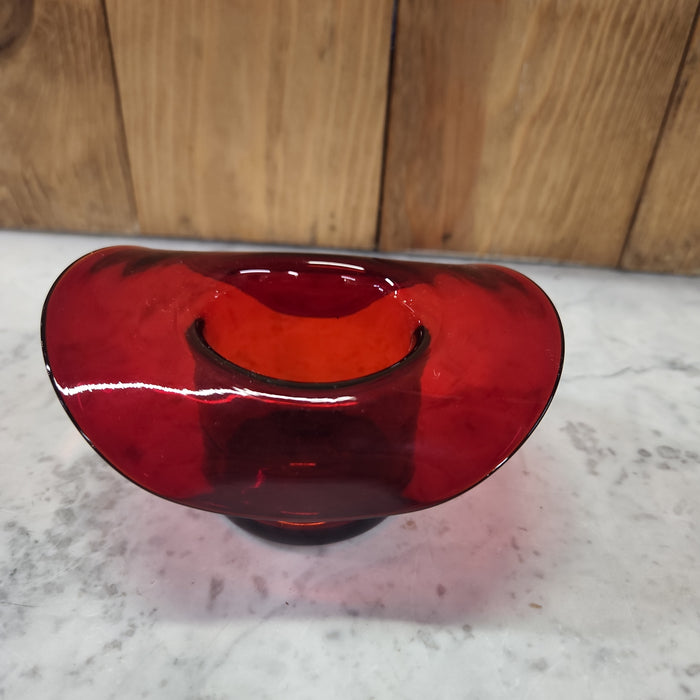 RUBY RED GLASS TOP HAT TOOTHPICK