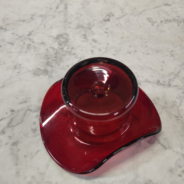 RUBY RED GLASS TOP HAT TOOTHPICK