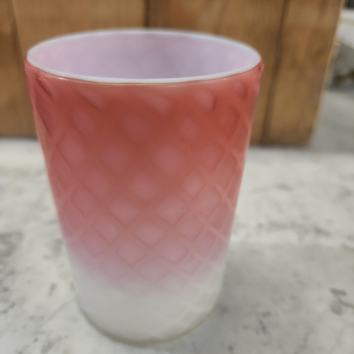 PINK AND WHITE CASED SATIN GLASS TUMBLER