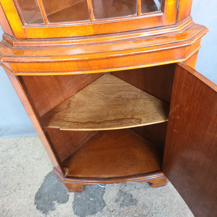 ENGLISH WALNUT CORNER CABINET WITH GOTHIC ATCHES