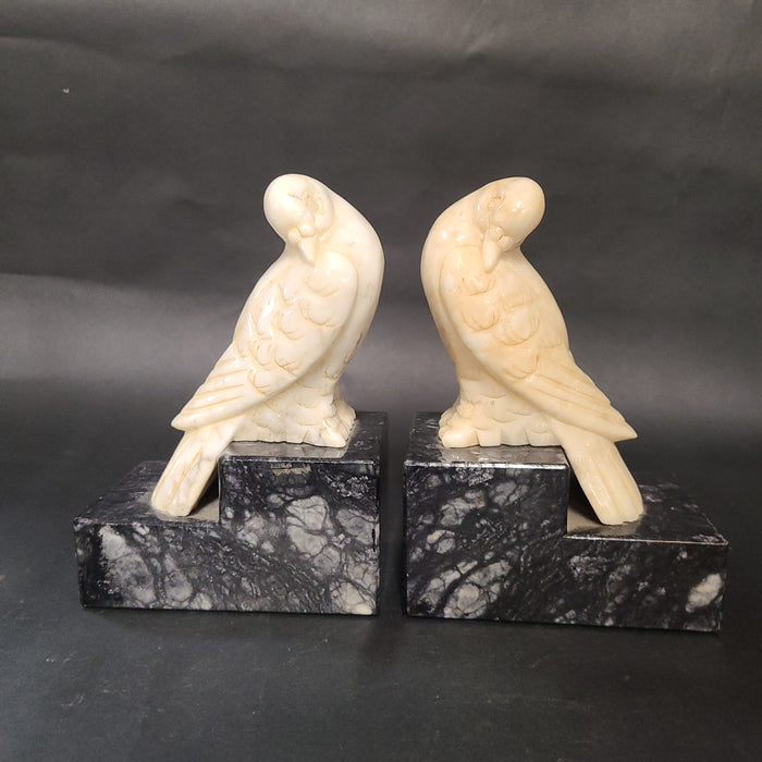 PAIR OF ALABASTER DOVES MARBLE BASED BOOKENDS