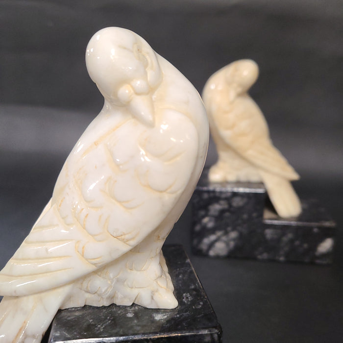 PAIR OF ALABASTER DOVES MARBLE BASED BOOKENDS