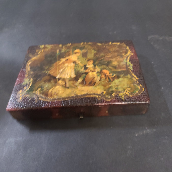 LACQUERED PAPIER MACHE STAMP BOX