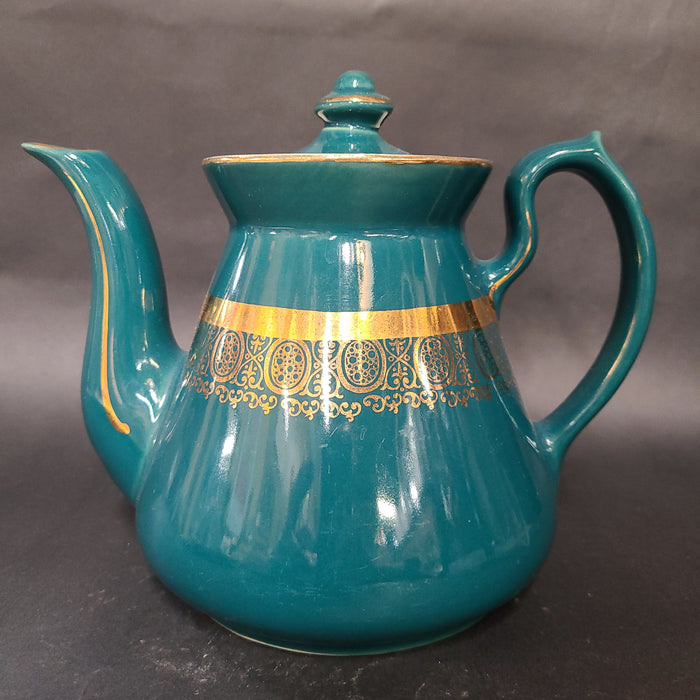 TEAL AND GOLD HALL TEA POT