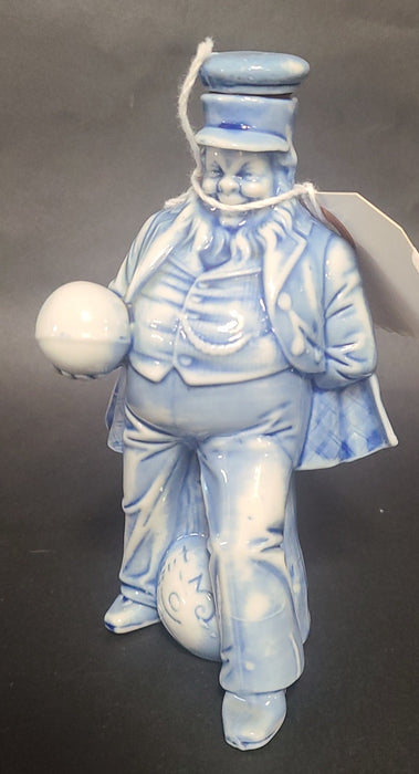 BLUE AND WHITE POLITICIAN PORCELAIN DECANTER