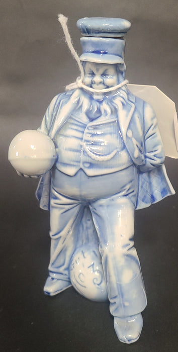 BLUE AND WHITE POLITICIAN PORCELAIN DECANTER