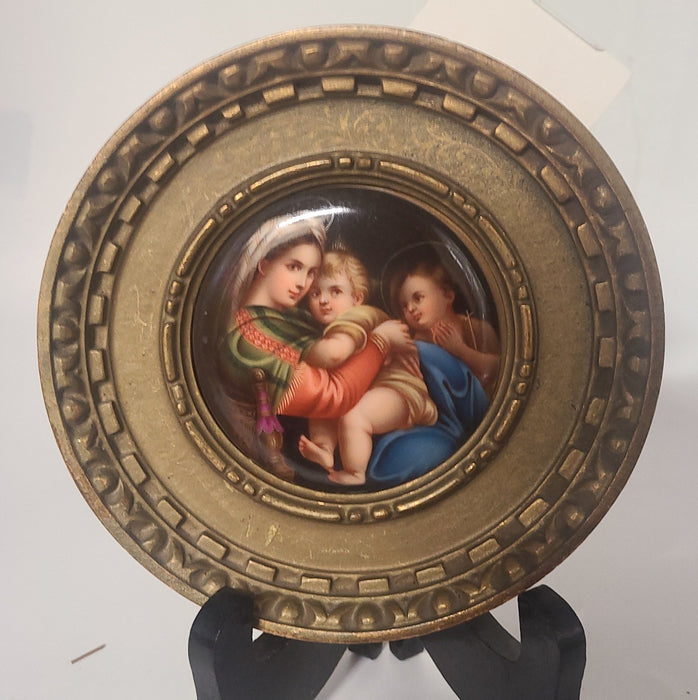 E. KOCH ROUND PORCELAIN MADONNA AND CHILD