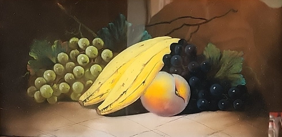 OAK ARTS AND CRAFTS FRAMED PASTEL FRUIT STILL LIFE WITH BANANAS