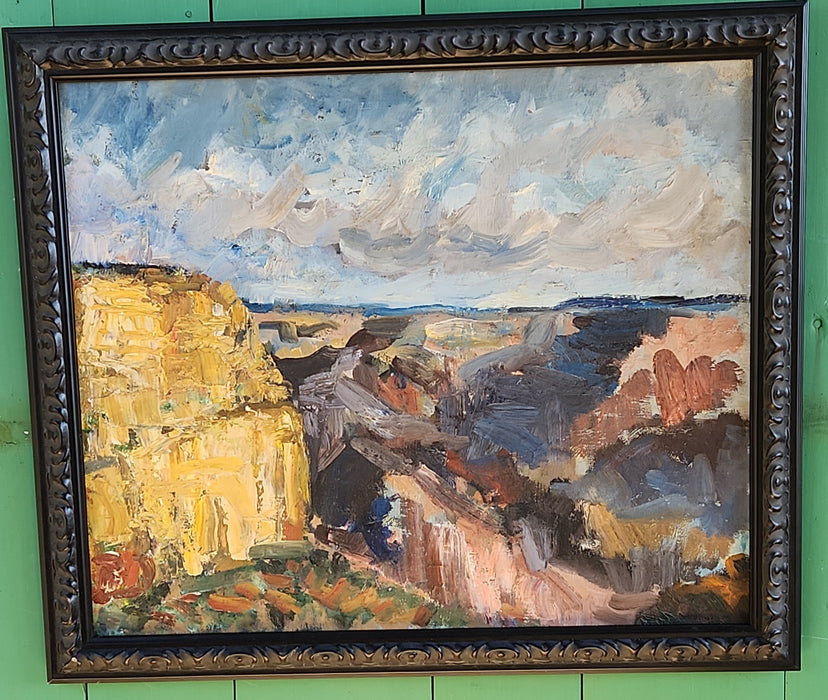 FRAMED BOLD IMPRESSIONIST OIL PAINTING OF A CAYON