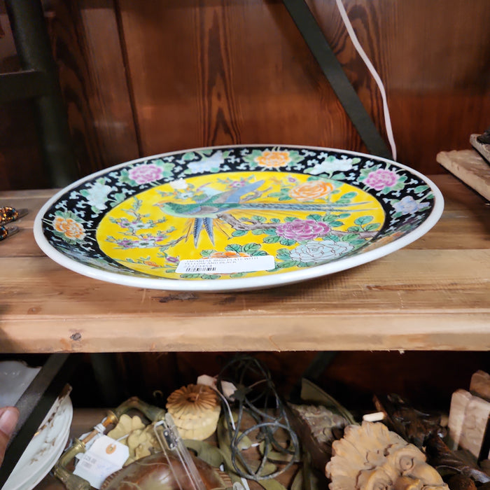 JAPANESE BIRD PLATE WITH YELLOW AND BLACK