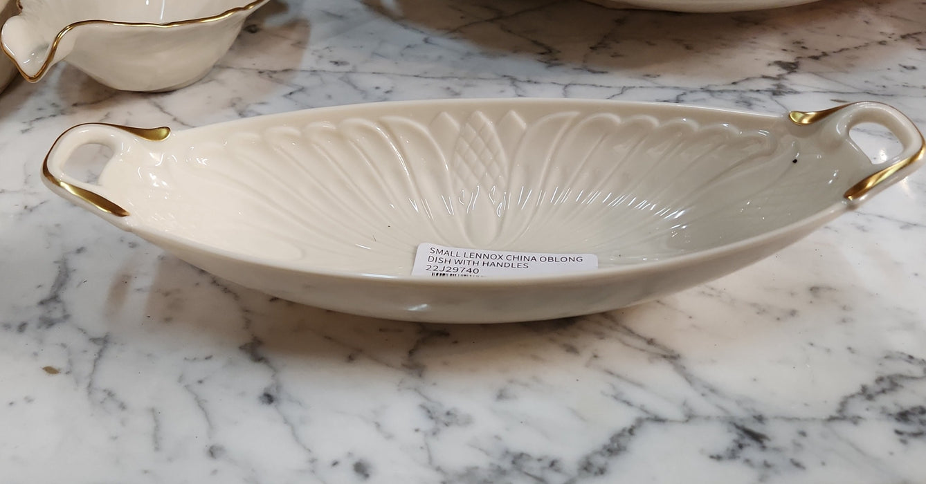 SMALL LENNOX CHINA OBLONG DISH WITH HANDLES