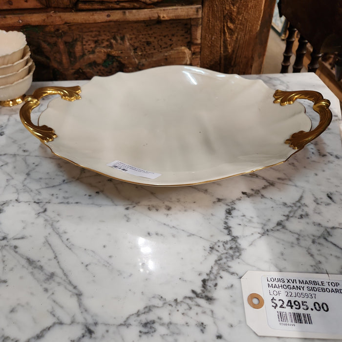 LARGE LENNOX CHINA WHITE AND GOLD HANDLED TRAY