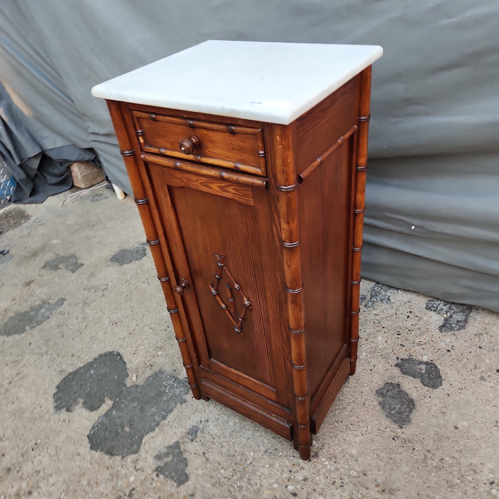 FAUX BAMBOO MARBLE TOP NIGHTSTAND