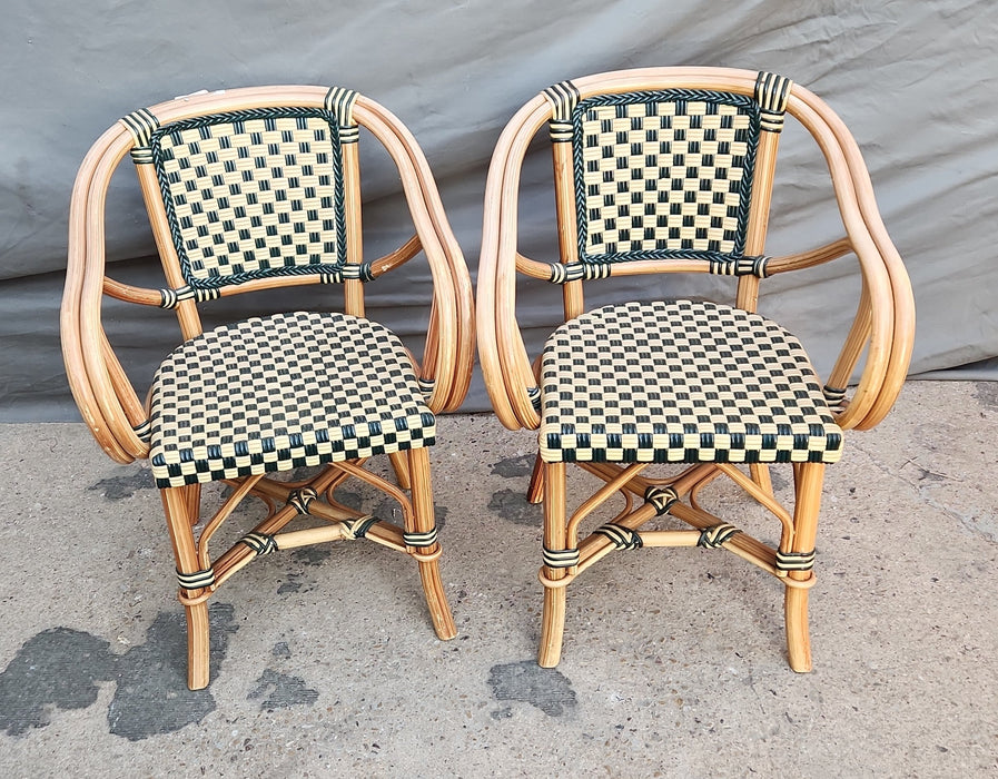 PAIR OF RATTAN WOVEN ARMCHAIRS