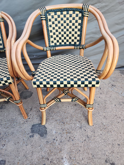 PAIR OF RATTAN WOVEN ARMCHAIRS
