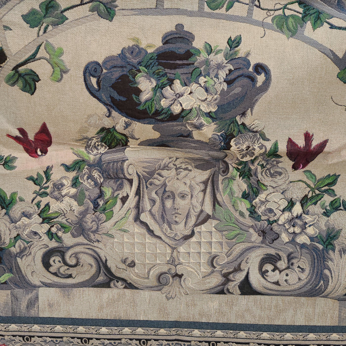 HORIZONTAL TAPESTRY OF VERSAILLES ARCHES WITH BIRDS AND FACE OF LADY