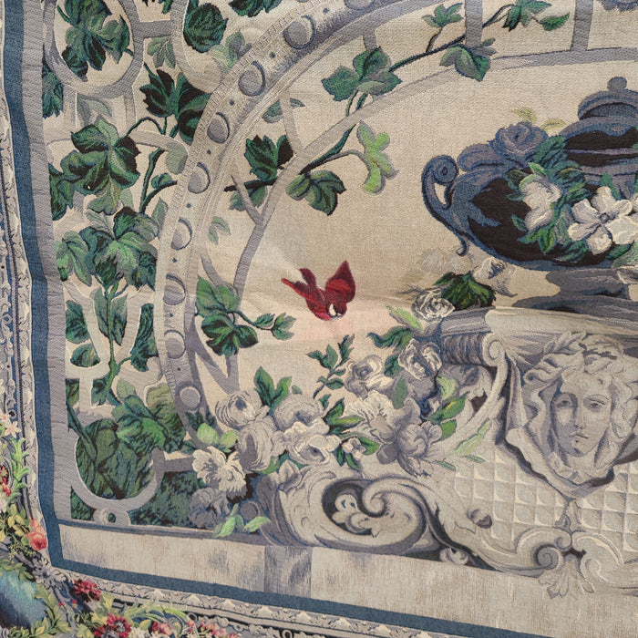 HORIZONTAL TAPESTRY OF VERSAILLES ARCHES WITH BIRDS AND FACE OF LADY