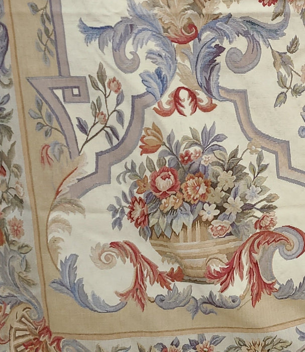 SQUARE TAPESTRY COCKATOO AND MAGPIE WITH GOLDEN URN