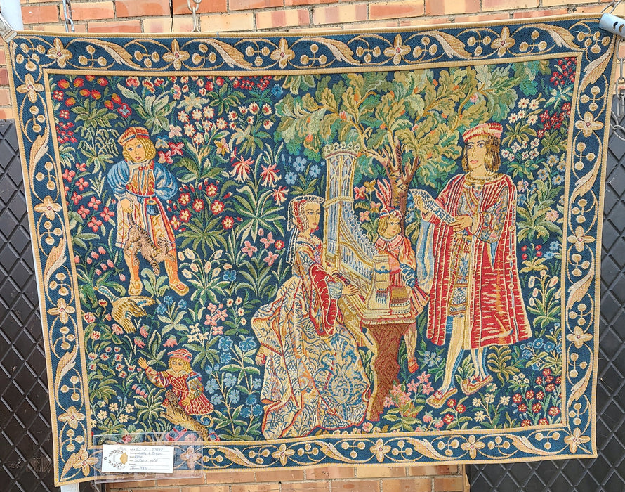 TAPESTRY OF LADY WITH ORGAN
