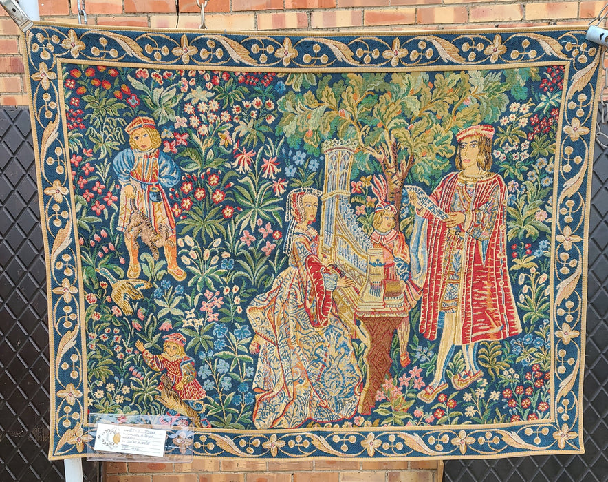TAPESTRY OF LADY WITH ORGAN
