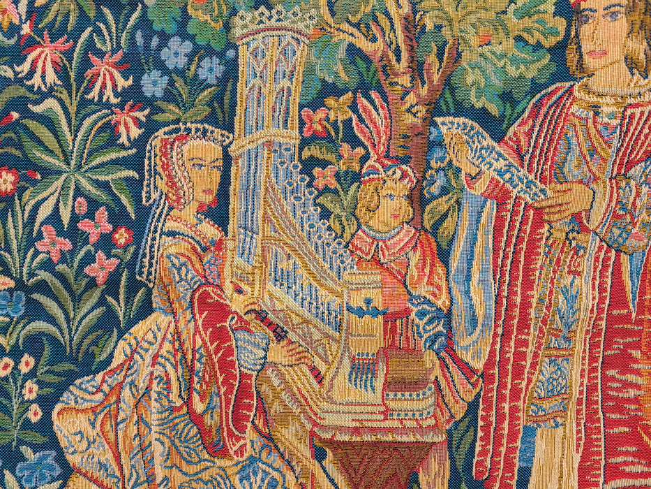 TAPESTRY OF LADY WITH ORGAN